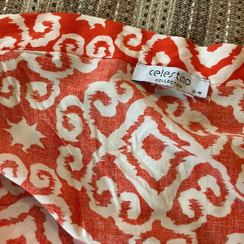 Celestino long skirt like new, cotton, size S-M, white and red