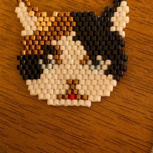Handmade cat head with miyuki beads multicolored, new
