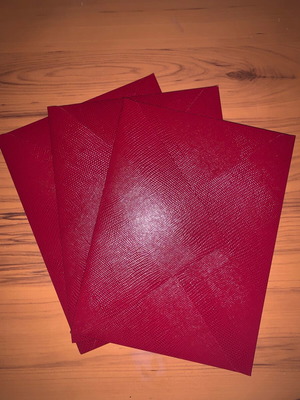 Envelopes like new, pack of 3, deep red with embossed pattern