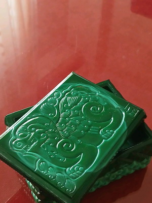 Czech malachite box with small defect