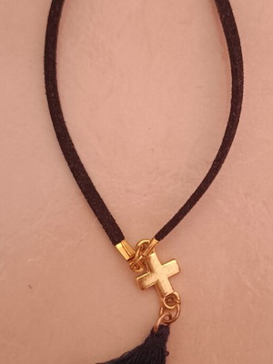 Bracelet with cross like new, black and gold