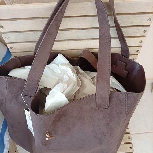 Reserved shoulder bag new, brown suede