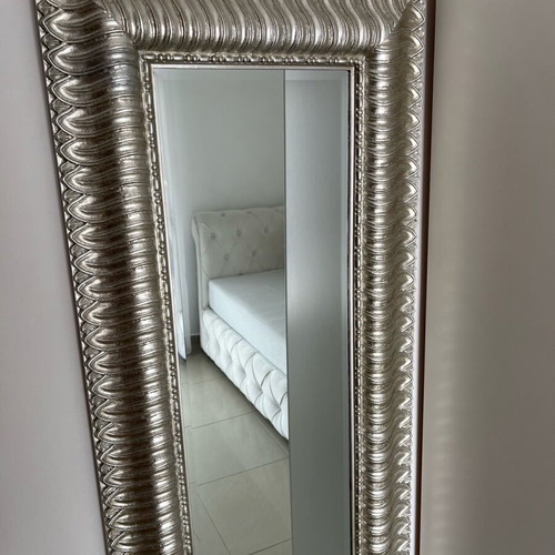 Wall mirror new with carved wooden silver frame 150x60 cm