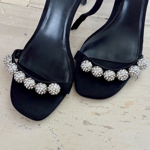 Mango sandals like new, black with silver crystals, 10 cm heel, size 41