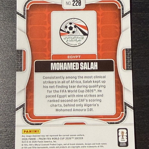 Mohamed Salah 2026 Prizm FIFA World Cup Base Set #220 Egypt like new