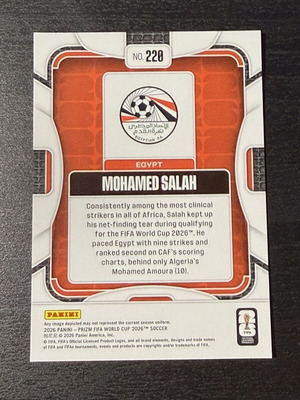 Mohamed Salah 2026 Prizm FIFA World Cup Base Set #220 Egypt like new