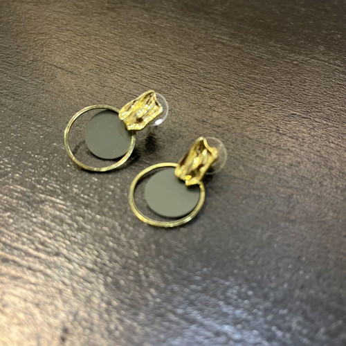 Stainless Steel Earrings like new, modern geometric design with gold and black details