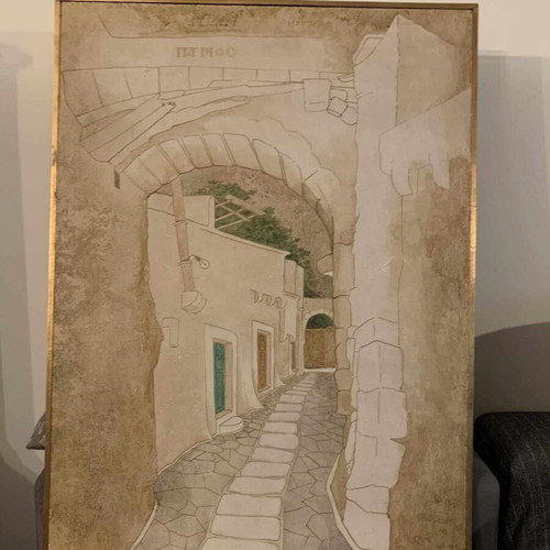 Painting I Patmos by Zoi Skiadarese on canvas like new