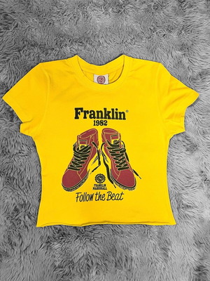 Franklin & Marshall yellow cropped t-shirt like new, size S