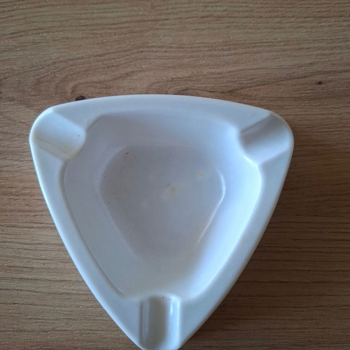 Vintage Papastratos Cigarettes Ashtray used, triangular ceramic