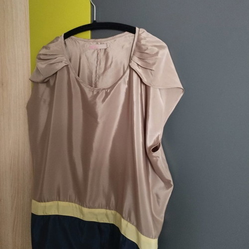 Satin blouse women Saint Tropez new, brown, size S/M