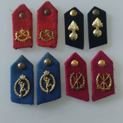 Collection of used infantry, artillery, signal, and engineer military badges from monarchy period