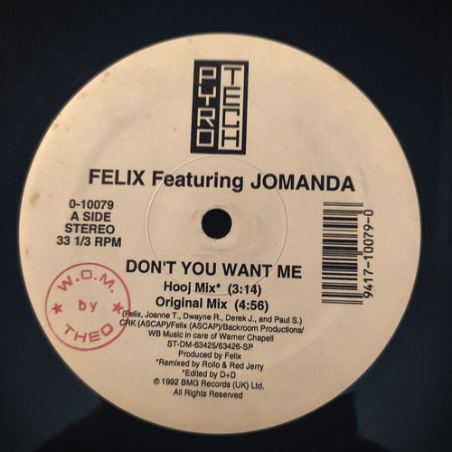 Felix Don’t You Want Me 12″ Vinyl Maxi Single used, original US 1992