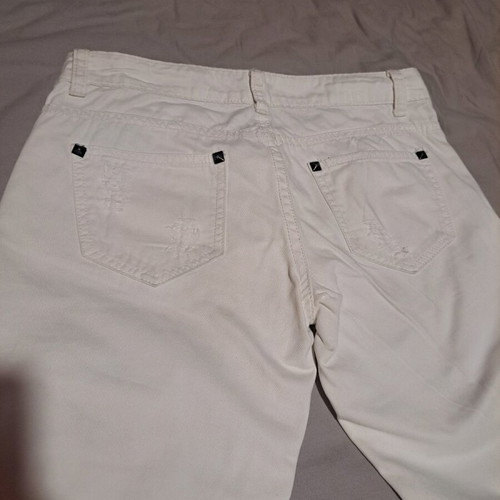 White slim denim pants like new with rips and straight fit