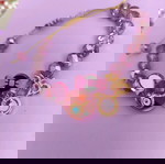 Minnie βραχιόλι λιλά/ροζ/χρυσό like new με ματάκι και ροζ πέτρα