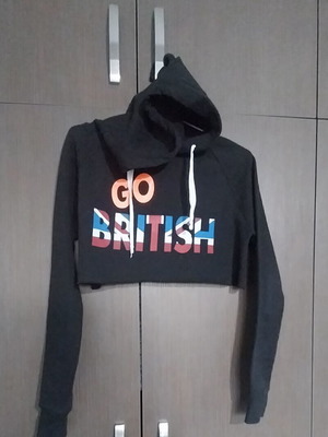 Crop top hoodie black, cotton, like new, one size