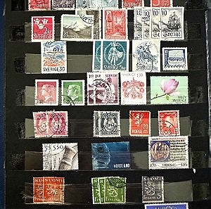 Ξενα γραμματοσημα: Μικρη συλλογη απο Νορβηγια, Σουηδια, Φινλανδια