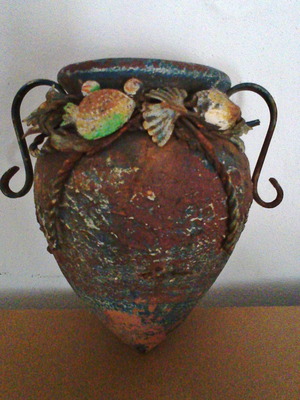 Χειροποίητο σιδερένιο vintage κιούπι για φυτά και λουλούδια