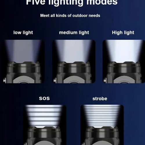 Rechargeable small flashlight with 3 LEDs, magnet and clip