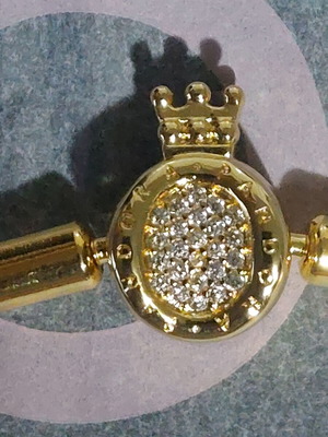 Pandora bracelet size 20 cm, gold plated with crown clasp