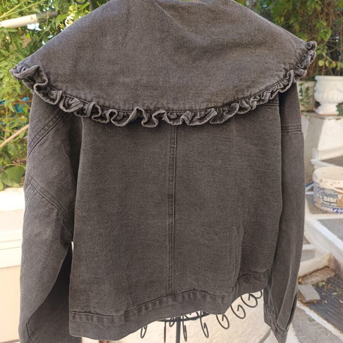Mochy denim jacket gray black one size oversized new