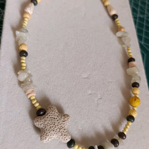 Handmade necklace with lava stars and stones new