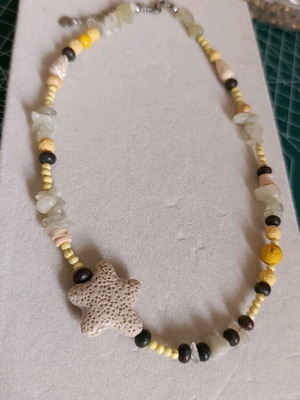 Handmade necklace with lava stars and stones new