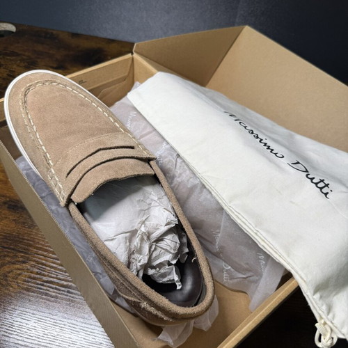 Massimo Dutti Suede Moccasins, men's size 44, sand
