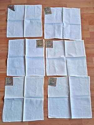 White vintage Russian cotton napkins with embroidery new