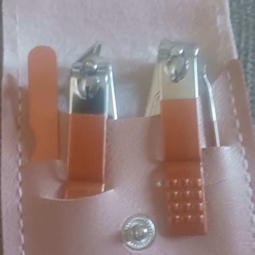 Manicure and pedicure tools stainless steel with pink case new