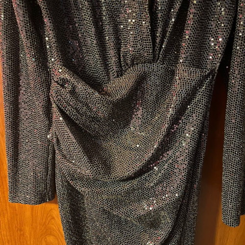 Zoya draped dress with deep neckline used, gray