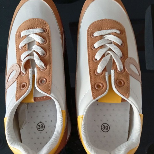Retro women's sneakers size 39 new, beige and brown