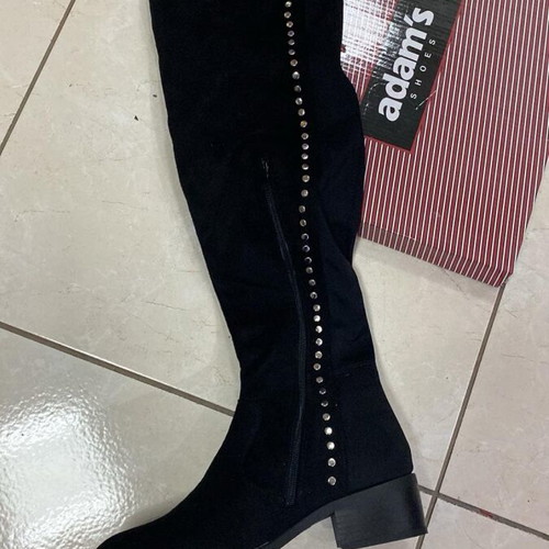 Women's boot with zipper and decorative studs, new, black Adam's Shoes