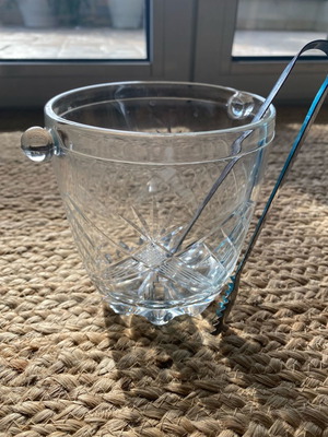 Ice bowl new with glass tongs