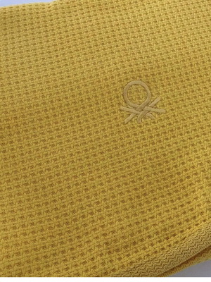 Κουβέρτα κίτρινη United colors of Benetton 100% cotton, 220x240cm ,
