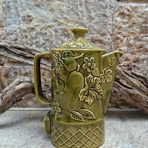 King Japan Electric Teapot Avocado Green Harvest 1960s mint condition