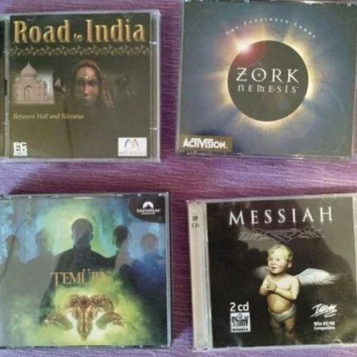 PC games used, Road to India, Zork Nemesis, Temujin, Messiah