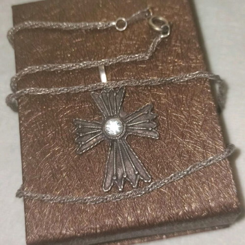 Antique silver cross 925 used with chain