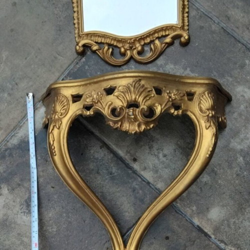 Vintage Baroque Style Wall Set Mirror and Console, like new, 70s-80s