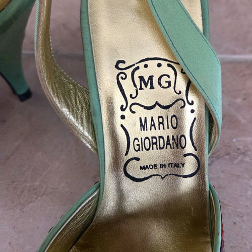 Mario Giordano Italian Vintage Slingback Heels with Sequin Embroidery