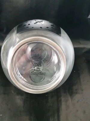 Collectible glass jar "Papagalos Loumidis" like new