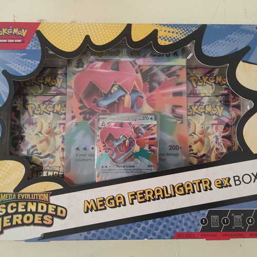 Pokemon Cards Ascended Heroes sealed boxes Mega Feraligatr x2 Mega Meganium