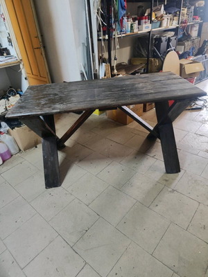 Handmade large table like new, heavy-duty wood 150x75x80 cm