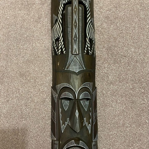 Totem African hand-carved used, 100 x 21.5 cm