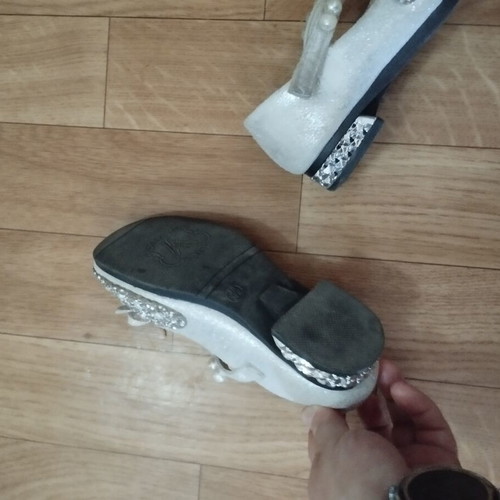 Girls' Ballerina Shoes silver, like new, size 30