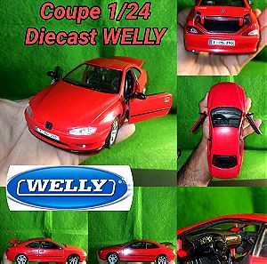 Peugeot 406 Coupe 1/24 Diecast Model WELLY μεταλλικό μοντέλο αυτοκινήτου αυτοκίνητο Αυτοκινητάκι όχημα Vehicle Car toy παιχνίδι Κόκκινο χρώμα red colour Συλλεκτικό collection collectible