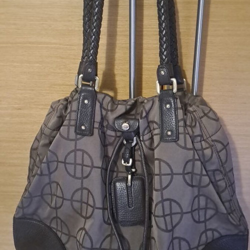 Boss shoulder bag like new, leather and fabric beige and brown