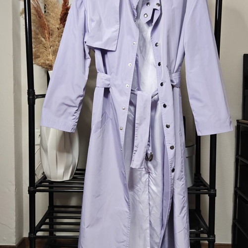 Arpyes lilac long trench coat, minimal design