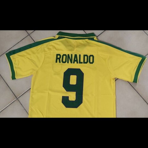 Brazil National Team 1998 World Cup Home Jersey with Ronaldo 9, Nike