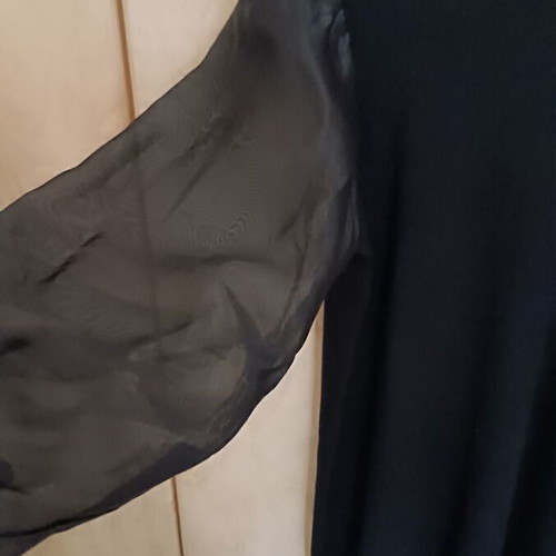 Lynne Black Elastic Dress With Transparent Puffy Sleeves Like New